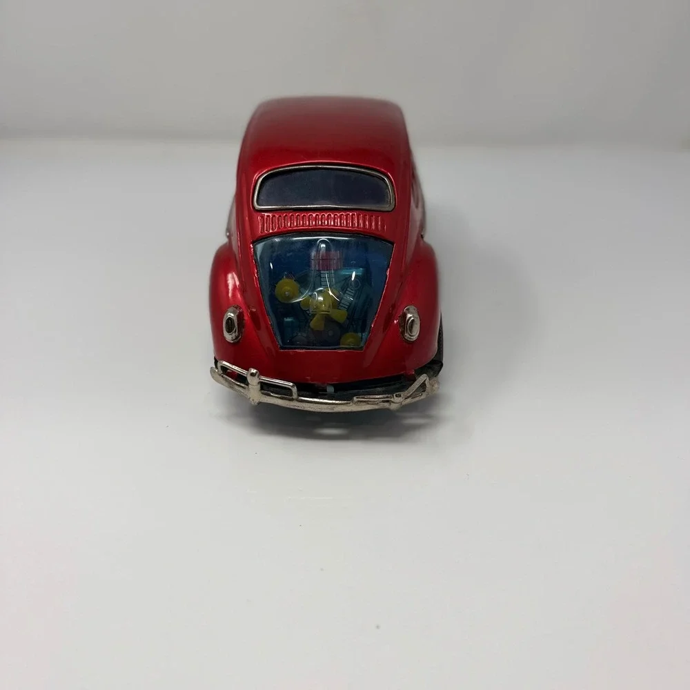 Vintage Bandai Japan Tin Battery VW Volkswagen Sedan Beetle Toy Visible Engine